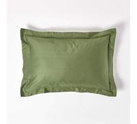 HOMESCAPES Moss Green Organic Cotton Oxford Pillowcase Standard Size 400TC 600 Thread Count Equivalent Housewife Pillow Case Pack of 4