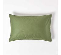 HOMESCAPES Moss Green Organic Cotton Pillowcase Standard Size 400TC 600 Thread Count Equivalent Housewife Pillow Case