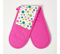 Homescapes Multi Colour Polka Dot Cotton Double Oven Glove