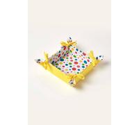 Homescapes Multi Colour Polka Dot Reversible Bread Basket In Yellow Yellow One Size