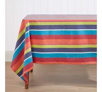 Homescapes Multi Colour Striped Tablecloth 137 X 178 Cm