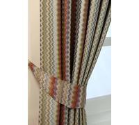 Homescapes Multi-Colour Zig Zag Jacquard Curtain Tie Back Pair