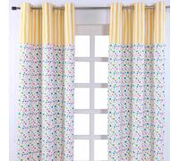 Homescapes Multi Polka Dots Ready Made Eyelet Curtain Pair in Yellow | Size: 140 cm width x 183 cm drop Homescapes Yellow 140 cm width x 183 cm drop
