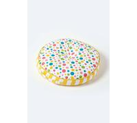 Homescapes Multi Polka Dots & Yellow Stripes Round Floor Cushion