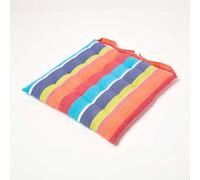 HOMESCAPES Multicolour Stripe Seat Pad Cushion for Dining Chairs 100% Cotton Chair Pad with Straps 40 x 40 cm