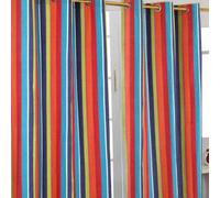 Homescapes Multi Stripes Ready Made Eyelet Curtain Pair, 137 X 182 Cm Drop