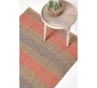 Homescapes Multicolour Geometric Patterned Jute Rug | Size: 90 cm x 150 cm Homescapes Multicolor 90 cm x 150 cm