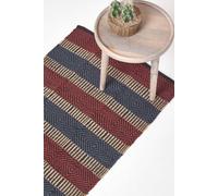 Homescapes Multicolour Striped Jute Hall Runner, 66 X 200 Cm Multi 66cm x 200cm