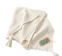 HOMESCAPES Muslin Cotton Throw Blanket, Breathable and Lightweight, Soft All Season Sofa Blanket, Bed Throw, 127 x 180 cm (50" x 70") 100% Cotton, Cloud Off White
