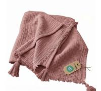 HOMESCAPES Muslin Cotton Throw Blanket, Breathable and Lightweight, Soft All Season Sofa Blanket, Bed Throw, 127 x 180 cm (50" x 70") 100% Cotton, Rose Pink