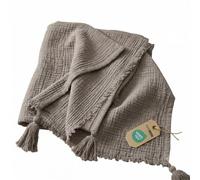HOMESCAPES Muslin Cotton Throw Blanket, Breathable and Lightweight, Soft All Season Sofa Blanket, Bed Throw, 127 x 180 cm (50" x 70") 100% Cotton, Charcoal Grey