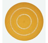 HOMESCAPES Mustard Yellow Crochet Rug Handwoven Cotton Braided Mat Reversible 120 cm Round Rug for Living Room & Bedroom