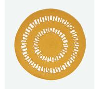 HOMESCAPES Mustard Yellow Crochet Rug Handwoven Cotton Braided Mat Reversible 70 cm Round Rug for Living Room & Bedroom