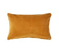 HOMESCAPES Mustard Velvet Cushion Cover Super Soft Cotton Velvet Luxury Scatter Cushion Rectangle Plain Dark Yellow Accent Throw Pillow for Sofa and Bed Decoration with Hidden Zipper, 30 x 50 cm