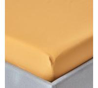 Egyptian Cotton Fitted Sheet 12 inch 200 Thread Count Homescapes Mustard Small Double Fitted