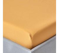 HOMESCAPES Mustard Yellow Extra Deep Fitted Sheet (18”) Double 200 TC 400 Thread Count Equivalent Pure Egyptian Cotton Bed Sheet with Fully Elasticated Skirt