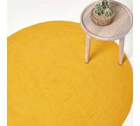 Homescapes Mustard Yellow Handmade Woven Braided Round Rug, 150 Cm