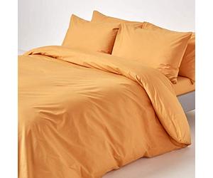 HOMESCAPES Mustard Yellow Pure Egyptian Cotton Duvet Cover Set Single 200 TC 400 Thread Count Equivalent Pillowcase Included Quilt Cover Bedding Set