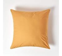 HOMESCAPES Mustard Yellow Pure Egyptian Cotton Euro Size Pillowcase 80 x 80 cm 200 TC 400 Thread Count Percale Equivalent Large Square Pillow Case with Zip Pack of 4