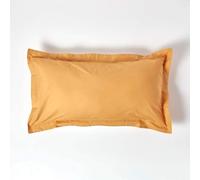 HOMESCAPES Mustard Yellow Pure Egyptian Cotton King Size Oxford Pillowcase 200 TC 400 Thread Count Percale Equivalent Pillow Case Pack of 2