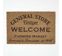 HOMESCAPES Natural Coir Door Mats, Vintage Heavy Duty Dirt Trapper, Non-Slip Door Mats Indoor Outdoor, 60 x 40 cm, PVC Reverse, Large Rugs For Entrance & Entryways - General Store, Farmers Market