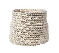 Homescapes Natural Cotton Knitted Round Storage Basket, 42 X 37 Cm