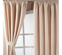 Homescapes Natural Chenille Pencil Pleat Lined Curtains Pair | Size: 167 cm width x 183 cm drop Homescapes Natural 167 cm width x 183 cm drop