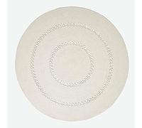 HOMESCAPES Natural Crochet Rug Handwoven Cotton Braided Mat Reversible 150 cm Round Rug for Living Room & Bedroom