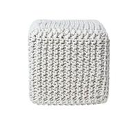 Homescapes Cube Cotton Knitted Pouffe Footstool in Natural Homescapes Natural