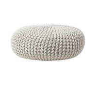 Homescapes Natural Large Round Cotton Knitted Pouffe Footstool