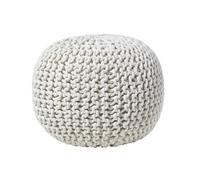 Homescapes Natural Round Cotton Knitted Pouffe Footstool