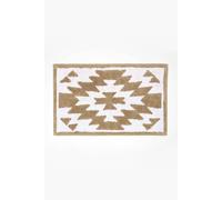 Homescapes Natural & White Bath Mat 100% Cotton Aztec Design, 50 x 80 cm in Beige Homescapes Beige 50 x 80 cm