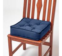 Homescapes Navy Blue Cotton Dining Chair Booster Cushion