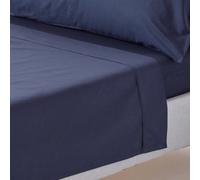 Homescapes Navy Blue Egyptian Cotton Flat Sheet 200 Tc, King Size