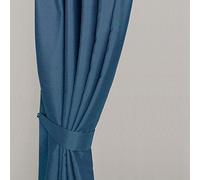 HOMESCAPES Navy Blue Embossed Curtain Tie Back Pair Herringbone Chevron Textured Retro Geometric Design 2 Tie Backs For Curtain Pair - Coordinating with Blackout Thermal Curtains