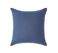 HOMESCAPES Luxury Soft European Linen Pillowcase Plain Navy Blue Continental Textured Natural French Flax Fibre Linen & Pure 100% Cotton Blend Dark Blue Square Pillowcase, 80 x 80 cm