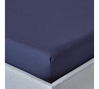 HOMESCAPES Navy Blue Extra Deep Fitted Sheet (18”) Super King 200 TC 400 Thread Count Equivalent Pure Egyptian Cotton Bed Sheet with Fully Elasticated Skirt