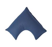 Homescapes Navy Blue Linen V Shaped Pillowcase