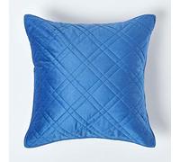 HOMESCAPES Navy Blue Luxury Velvet Cushion Cover 45 x 45 cm Geometric Design for Sofa or Bed. Dark Blue Scatter Cushion Cover ‘Paragon Diamond’ Design