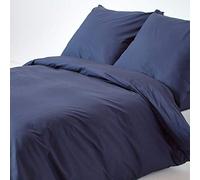 HOMESCAPES Navy Blue Pure Egyptian Cotton Duvet Cover Set Euro Size 155 x 220 cm 200 TC 400 Thread Count Equivalent Pillowcase Included Quilt Cover Bedding Set