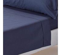 HOMESCAPES Navy Blue Pure Egyptian Cotton Flat Sheet Single 200 TC 400 Thread Count Equivalent Bed Sheet