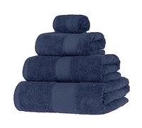 HOMESCAPES Navy Blue Turkish Cotton 4 Piece Towel Set Soft & Absorbent 500 GSM Heavyweight Face Cloth, Hand Towel, Bath Towel & Bath Sheet Towel Bale