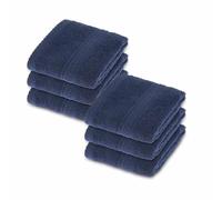 HOMESCAPES Navy Blue Turkish Cotton Set of 6 Face Cloths Flannel Super Soft Thick & Absorbent 500 GSM Towel Heavy Weight for everyday Luxury