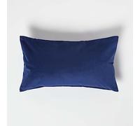 HOMESCAPES Navy Blue Velvet Cushion 30 x 50 cm Super Soft Velvet Scatter Bolster Cushion with Super Microfibre Cushion Pad Insert Included Rectangular Accent Throw Pillow for Sofa or Bed