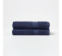 HOMESCAPES Navy Blue Yellow Turkish Cotton Set of 2 Bath Towels Super Soft Thick & Absorbent 500 GSM Towel Heavy Weight for everyday Luxury