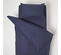 HOMESCAPES Navy Cot Bed Duvet Cover Set 120 x 150cm 100% Egyptian Cotton Percale Toddler Duvet Cover with Pillowcase Hypoallergenic Easy Care Children’s Bedding 200 TC 400 Thread Count Equivalent