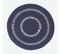HOMESCAPES Navy Blue Crochet Rug Handwoven Cotton Braided Mat Reversible 90 cm Round Rug for Living Room & Bedroom