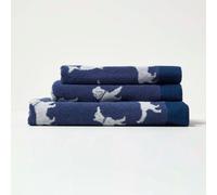 Homescapes Navy Dog Pattern 100% Cotton Hand Towel