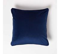 (Navy) Filled Velvet Cushion with Piped Edge 46 x 46 cm
