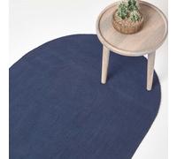 Homescapes Navy Handmade Woven Braided Oval Rug, 110 X 170 Cm